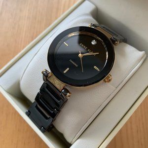 NWOT Anne Klein Women's Genuine Diamond Dial Ceramic Bracelet Watch